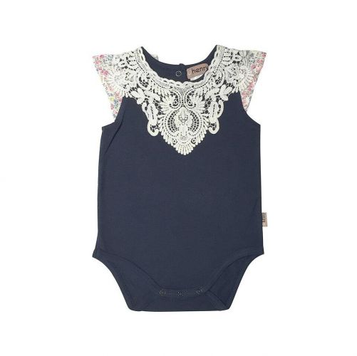 Love Henry Daisy Lace Collar Romper - Navy/ Floral (000 to 1)