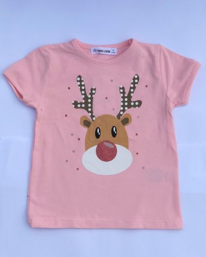 Pink Reindeer Baby Christmas Tee  (sizes 0 to 7)